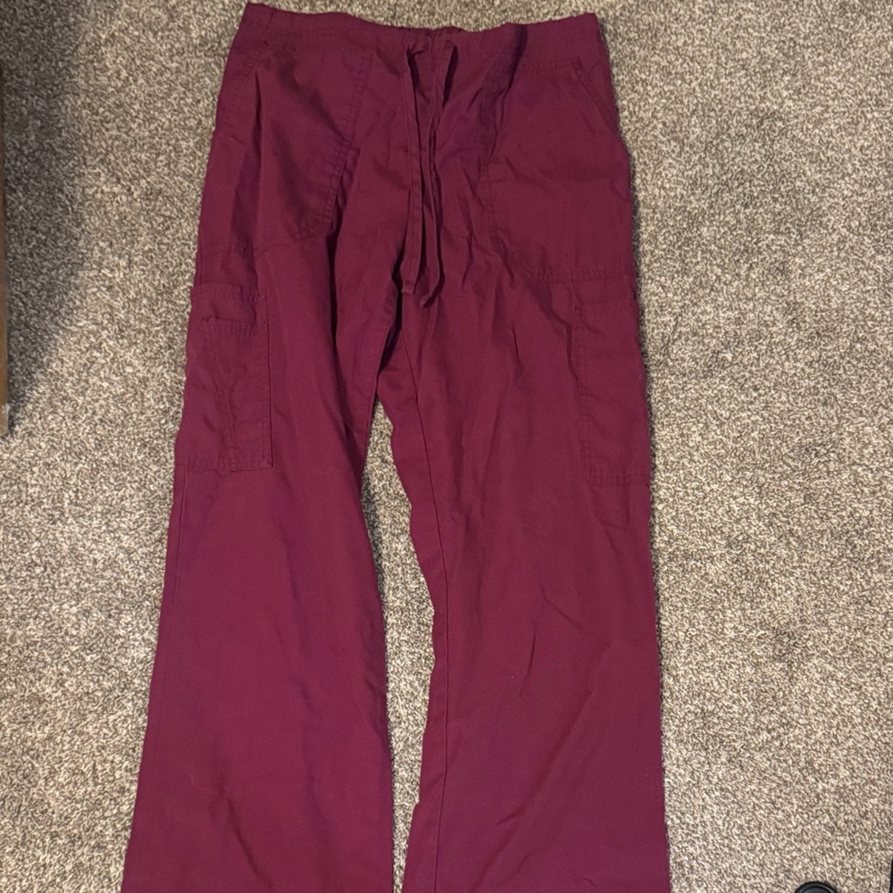 Burgundy Wide-Leg scrub Pants